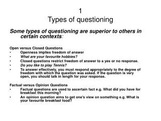 1 Types of questioning