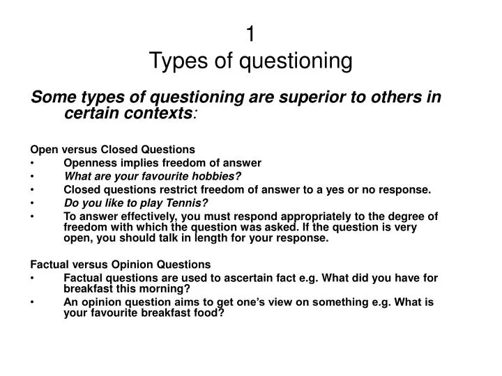 1 types of questioning