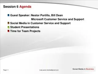 Session 6 Agenda