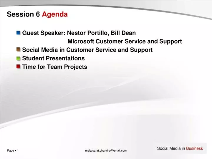 session 6 agenda