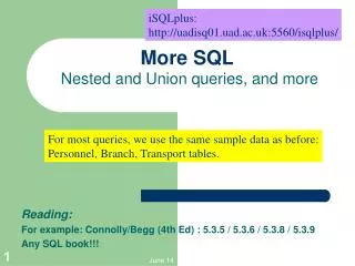 More SQL Nested and Union queries, and more