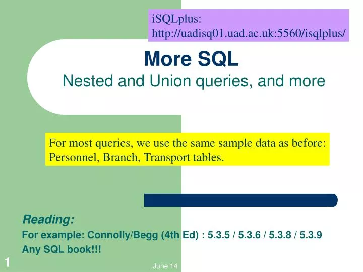 more sql nested and union queries and more