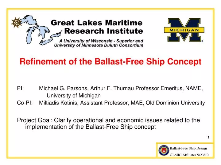 refinement of the ballast free ship concept