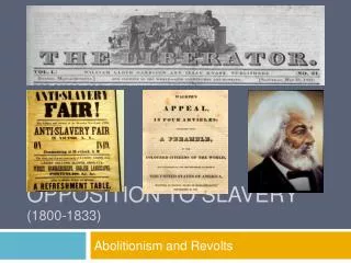 Opposition to Slavery (1800-1833)