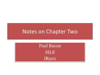 Notes on Chapter Two