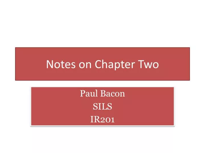 notes on chapter two
