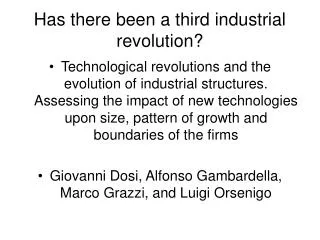 Has there been a third industrial revolution?