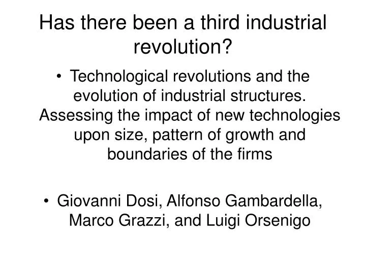 has there been a third industrial revolution