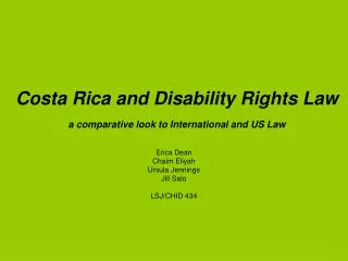 Costa Rica and Disability Rights Law a comparative look to International and US Law