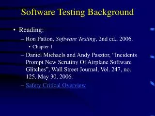 Software Testing Background