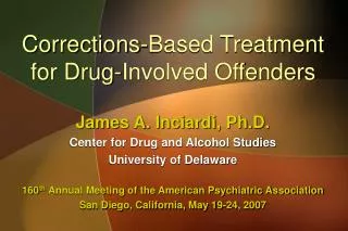 Corrections-Based Treatment for Drug-Involved Offenders