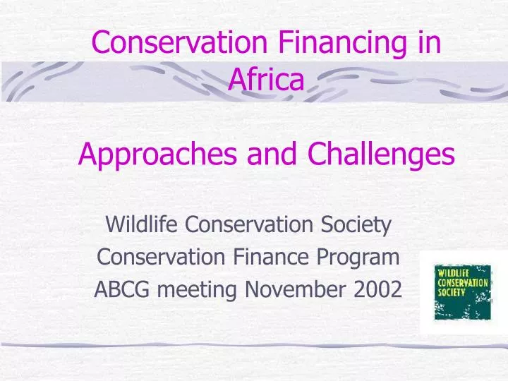 conservation financing in africa approaches and challenges