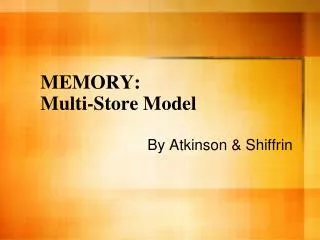 MEMORY: Multi-Store Model
