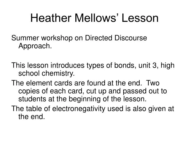 heather mellows lesson