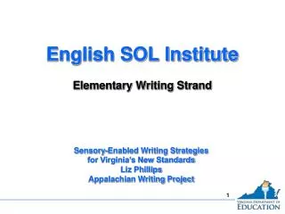 English SOL Institute Elementary Writing Strand