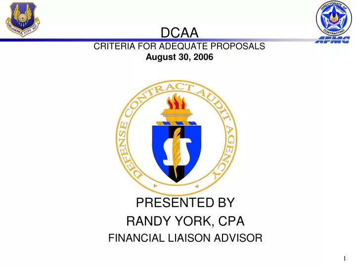 dcaa criteria for adequate proposals august 30 2006