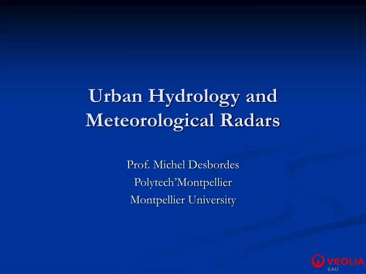 urban hydrology and meteorological radars