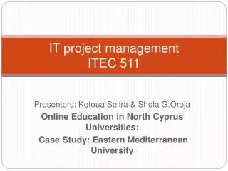 IT project management ITEC 511