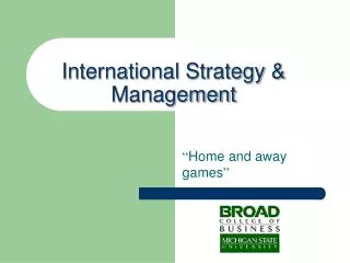 International Strategy &amp; Management