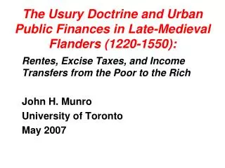The Usury Doctrine and Urban Public Finances in Late-Medieval Flanders (1220-1550):