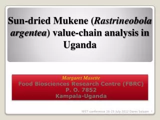 Sun-dried Mukene ( Rastrineobola argentea ) value-chain analysis in Uganda