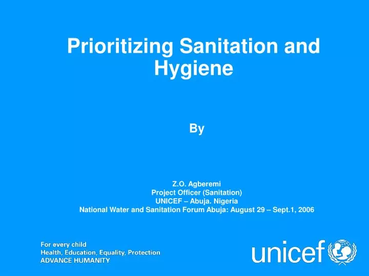 prioritizing sanitation and hygiene