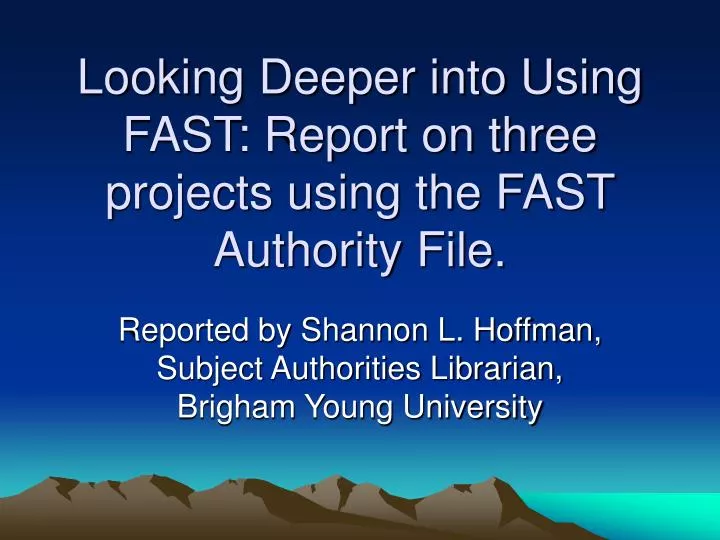 looking deeper into using fast report on three projects using the fast authority file
