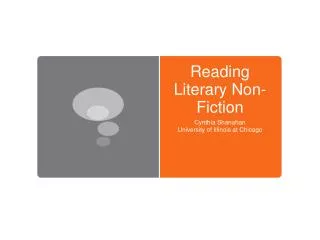 Reading Literary Non-Fiction