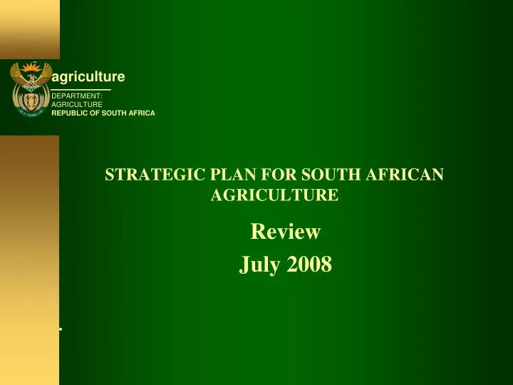 strategic plan for south african agriculture