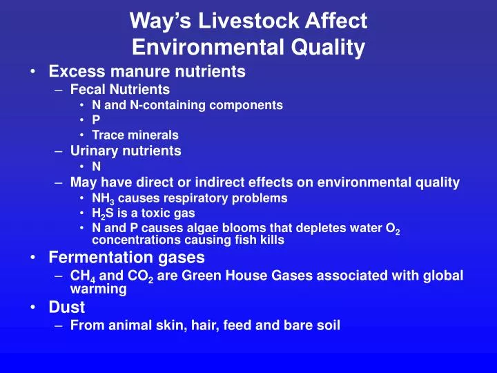 way s livestock affect environmental quality