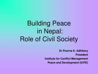 Building Peace in Nepal: Role of Civil Society