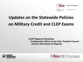 Updates on the Statewide Policies on Military Credit and CLEP Exams