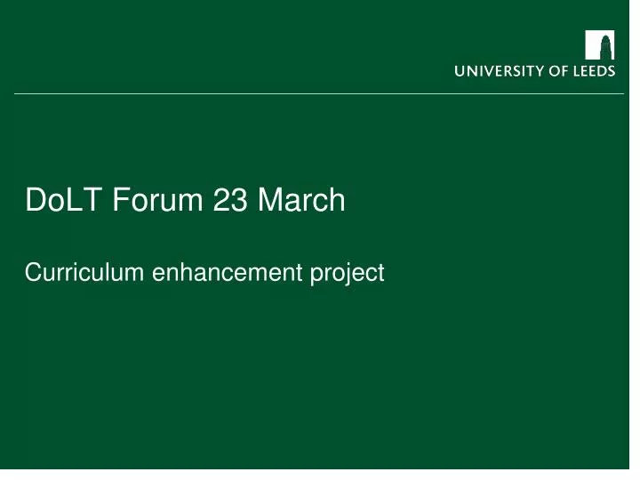 dolt forum 23 march curriculum enhancement project