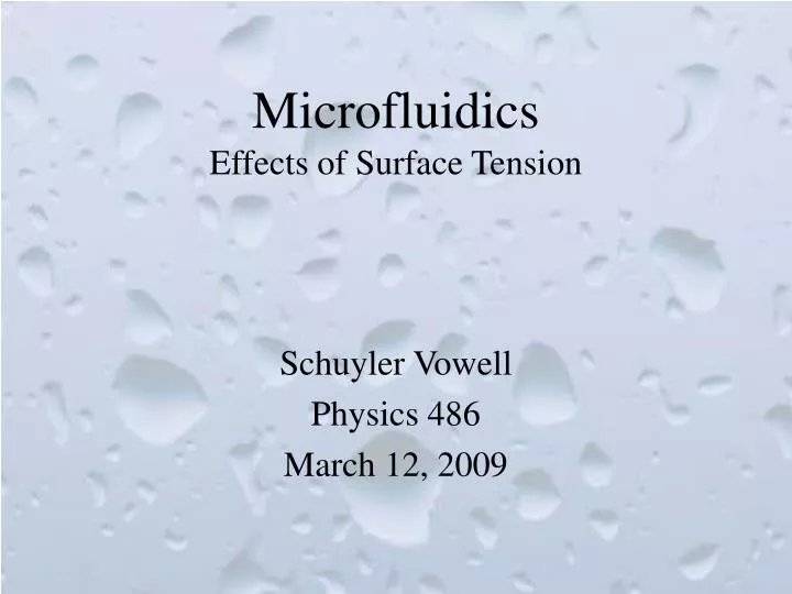 microfluidics effects of surface tension