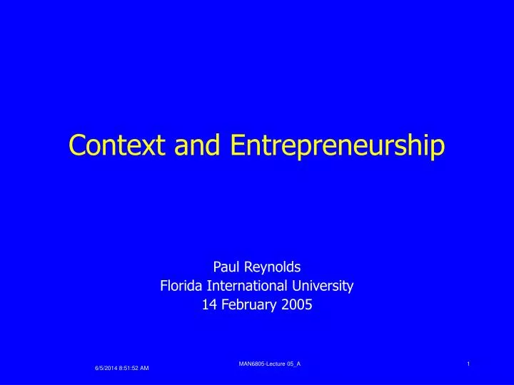 context and entrepreneurship