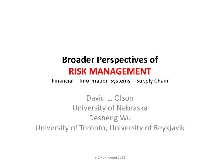 broader perspectives of risk management financial information systems supply chain