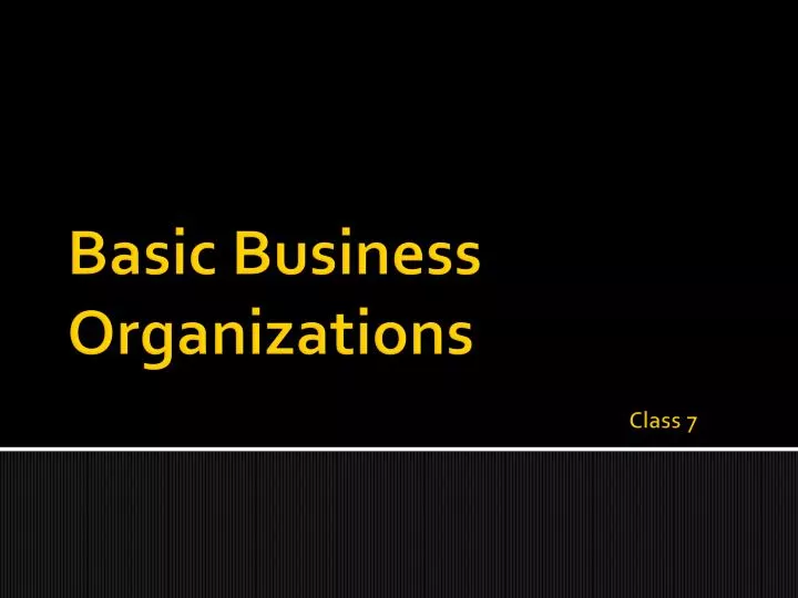 basic business organizations class 7