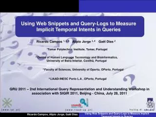Using Web Snippets and Query-Logs to Measure Implicit Temporal Intents in Queries