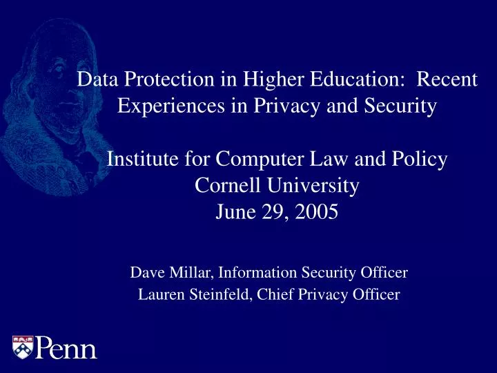 dave millar information security officer lauren steinfeld chief privacy officer