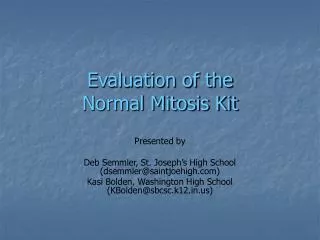 Evaluation of the Normal Mitosis Kit