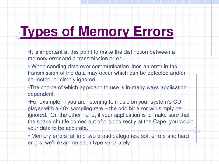 types of memory errors