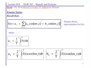 Read : Ch. 16 in Electric Circuits, 9 th Edition by Nilsson