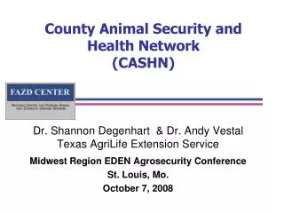 County Animal Security and Health Network (CASHN)