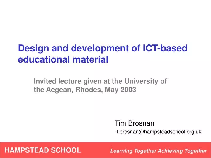 design and development of ict based educational material