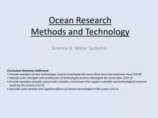 Ocean Research Methods and Technology