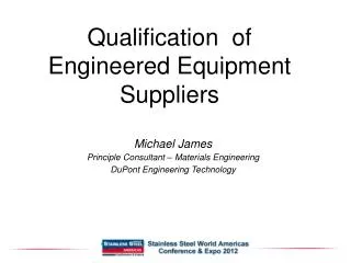 Qualification of Engineered Equipment Suppliers