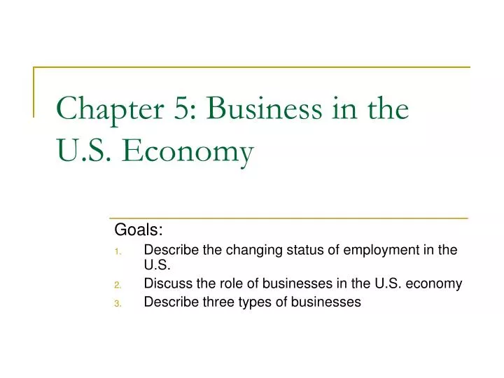 chapter 5 business in the u s economy