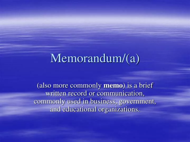 memorandum a