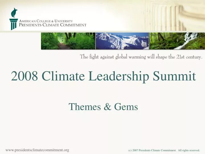 2008 climate leadership summit themes gems
