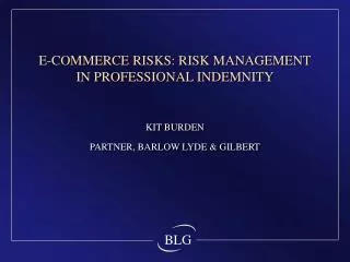 E-COMMERCE RISKS: RISK MANAGEMENT IN PROFESSIONAL INDEMNITY